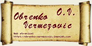 Obrenko Vermezović vizit kartica